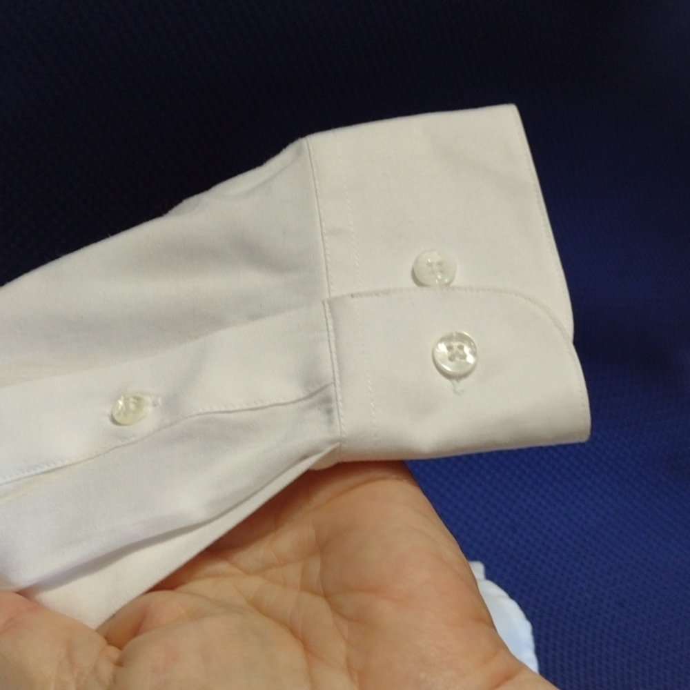 White button-down shirt with hummingbird L - Picture 4 of 6